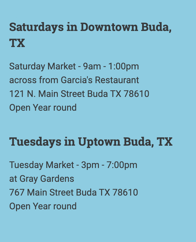 Buda Farmer’s Market